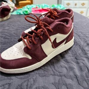 Nike Kids Burgundy and White Sneakers